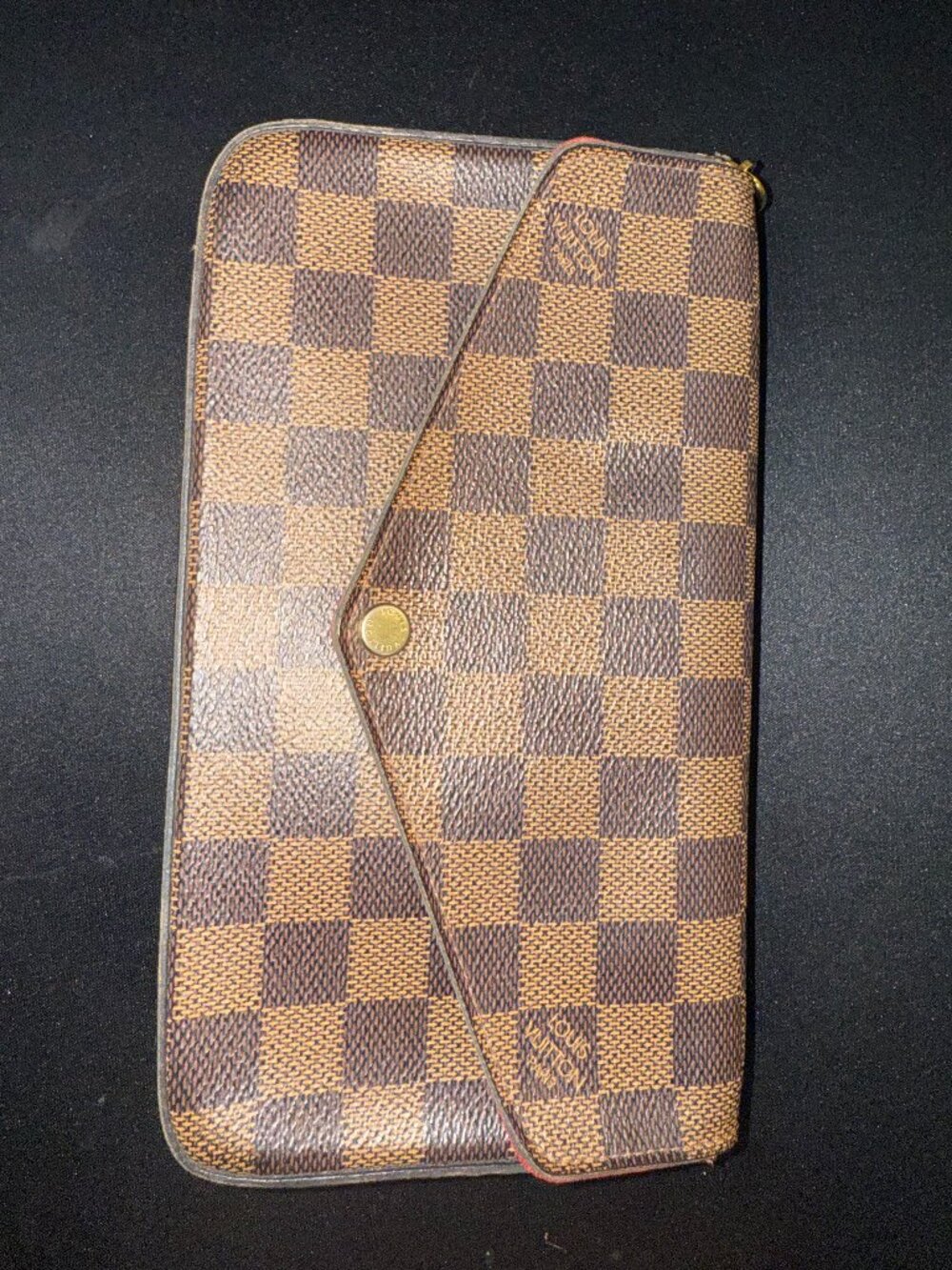 Louis Vuitton Felicie Damier Ebene Pochette Chain Crossbody Bag Clutch